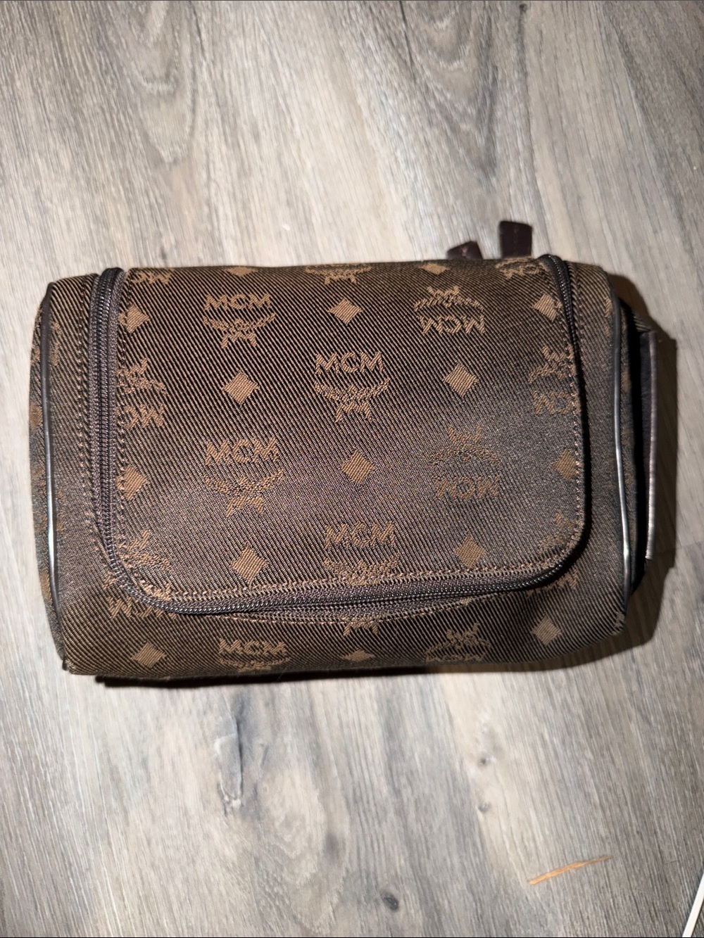 MCM Brown Monogram Canvas Toiletry Kit